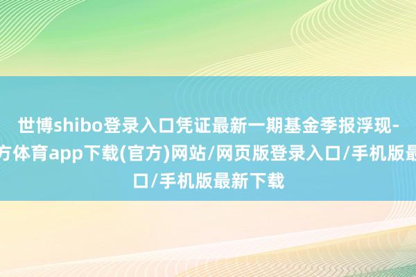 世博shibo登录入口凭证最新一期基金季报浮现-万博官方体育app下载(官方)网站/网页版登录入口/手机版最新下载