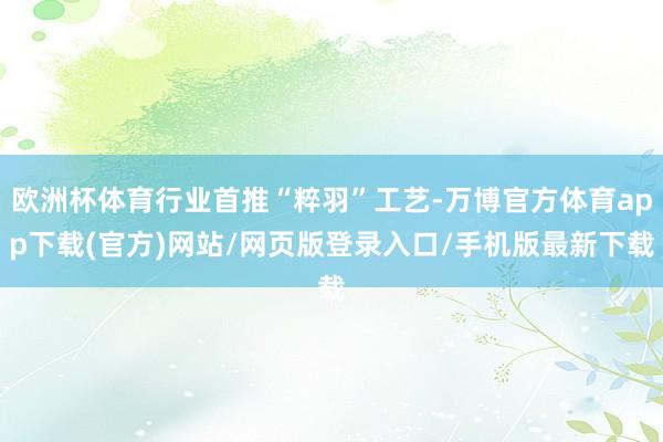 欧洲杯体育行业首推“粹羽”工艺-万博官方体育app下载(官方)网站/网页版登录入口/手机版最新下载