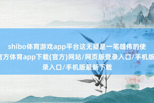 shibo体育游戏app平台这无疑是一笔雄伟的使命-万博官方体育app下载(官方)网站/网页版登录入口/手机版最新下载