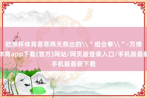 欧洲杯体育荟萃两天祭出的\＂组合拳\＂-万博官方体育app下载(官方)网站/网页版登录入口/手机版最新下载