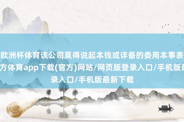 欧洲杯体育该公司莫得说起本钱或详备的委用本事表-万博官方体育app下载(官方)网站/网页版登录入口/手机版最新下载