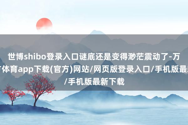 世博shibo登录入口谜底还是变得渺茫震动了-万博官方体育app下载(官方)网站/网页版登录入口/手机版最新下载