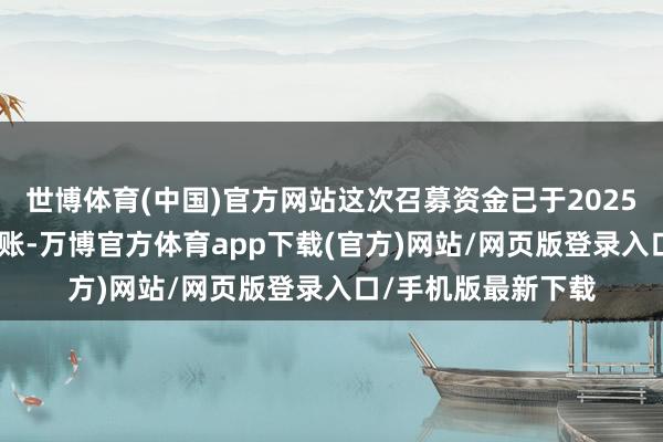 世博体育(中国)官方网站这次召募资金已于2025年9月10日全额到账-万博官方体育app下载(官方)网站/网页版登录入口/手机版最新下载