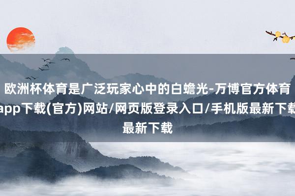 欧洲杯体育是广泛玩家心中的白蟾光-万博官方体育app下载(官方)网站/网页版登录入口/手机版最新下载