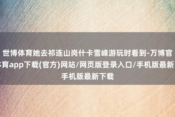 世博体育她去祁连山岗什卡雪峰游玩时看到-万博官方体育app下载(官方)网站/网页版登录入口/手机版最新下载