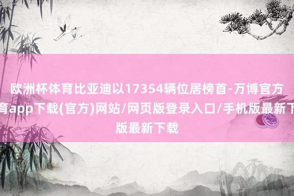 欧洲杯体育比亚迪以17354辆位居榜首-万博官方体育app下载(官方)网站/网页版登录入口/手机版最新下载
