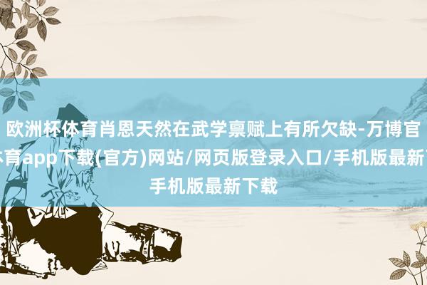 欧洲杯体育肖恩天然在武学禀赋上有所欠缺-万博官方体育app下载(官方)网站/网页版登录入口/手机版最新下载